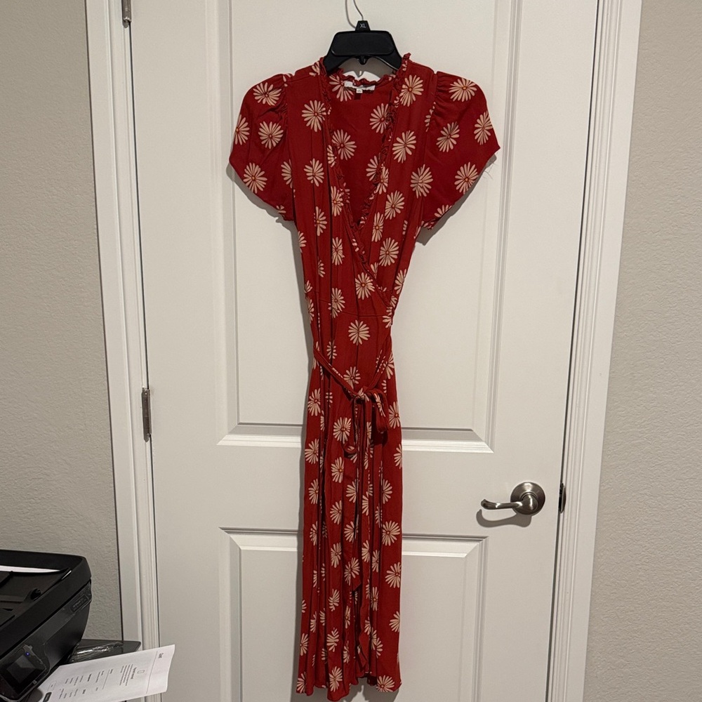 Madewell Red Floral Midi Dress